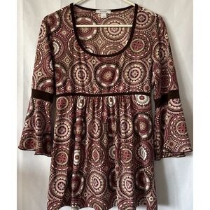 Y2K Boho Top Babydoll‎ Size L Floral Tie Back Peasant Whimsigoth Fairy Dressbarn